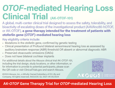 AK-OTOF Gene Therapy Trial for OTOF-mediated Hearing Loss
